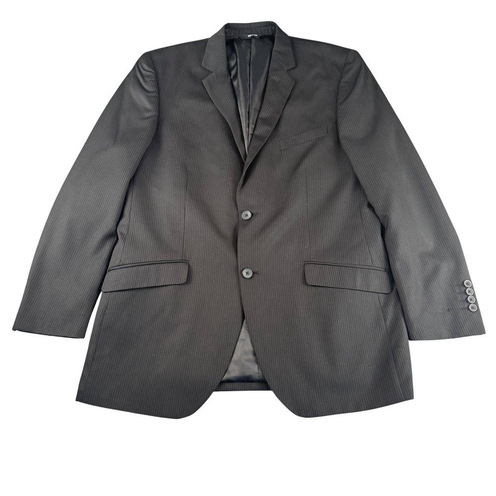 Structure Mens Pinstripe Blazer Black Grey 2-Button Suit Jacket Size 44R